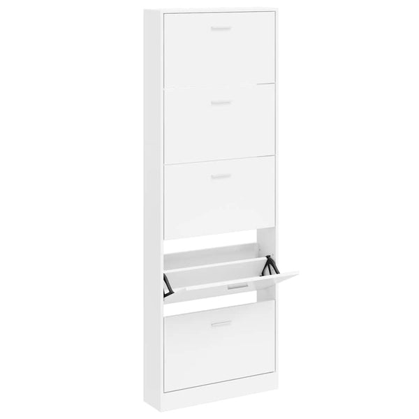 vidaXL Shoe Cabinet with 5 Tipping Drawers White Wood
