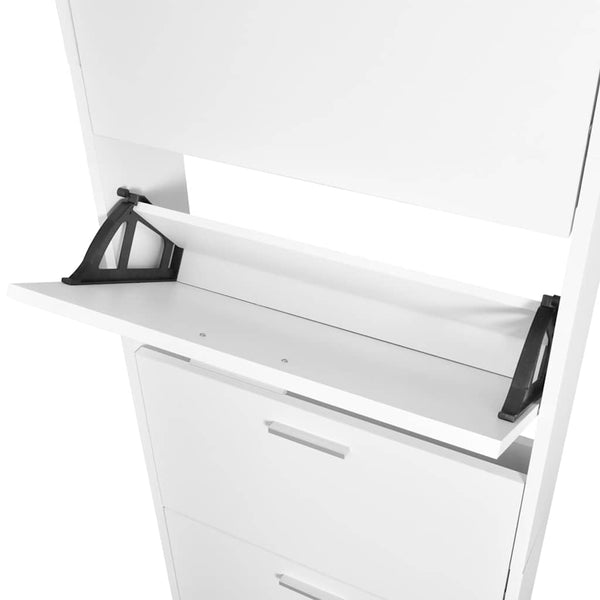 vidaXL Shoe Cabinet with 5 Tipping Drawers White Wood