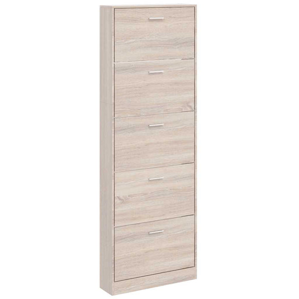 vidaXL Shoe Cabinet with 5 Drop-Down Shoe Compartments Oak-Look Wood