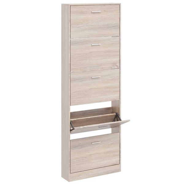 vidaXL Shoe Cabinet with 5 Drop-Down Shoe Compartments Oak-Look Wood