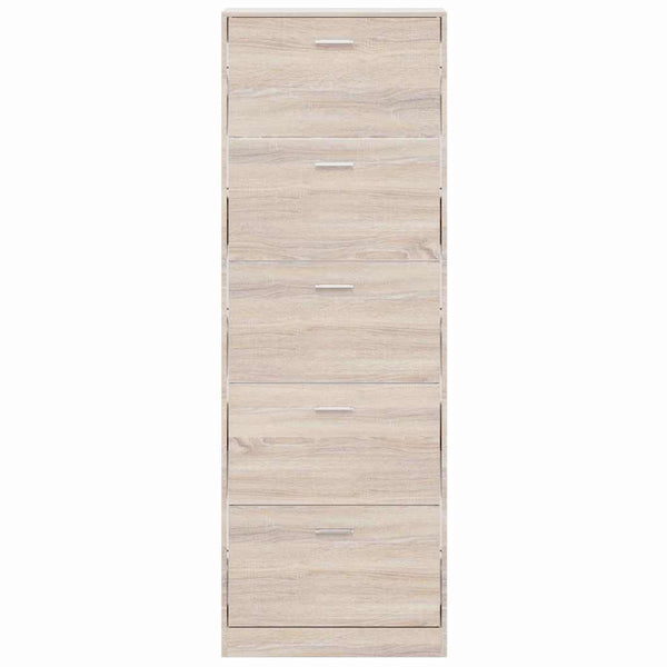 vidaXL Shoe Cabinet with 5 Drop-Down Shoe Compartments Oak-Look Wood