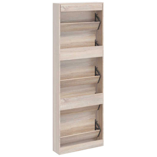 vidaXL Shoe Cabinet with 5 Drop-Down Shoe Compartments Oak-Look Wood