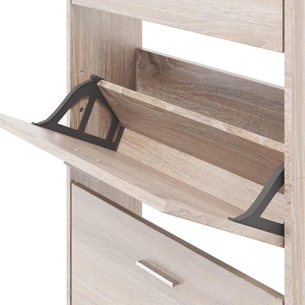 vidaXL Shoe Cabinet with 5 Drop-Down Shoe Compartments Oak-Look Wood
