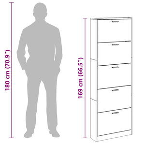 vidaXL Shoe Cabinet with 5 Drop-Down Shoe Compartments Oak-Look Wood