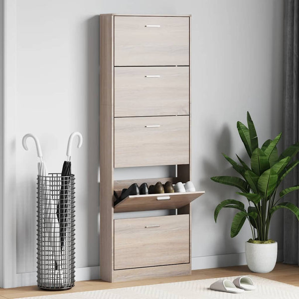 vidaXL Shoe Cabinet with 5 Drop-Down Shoe Compartments Oak-Look Wood