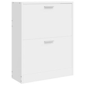 White Wooden Shoe Cabinet with 2 Tilt-Out Shoe Drawers