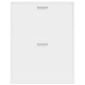 White Wooden Shoe Cabinet with 2 Tilt-Out Shoe Drawers