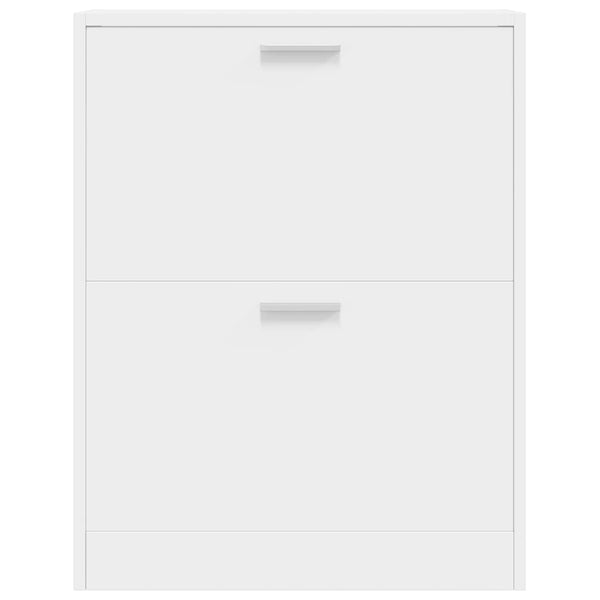 White Wooden Shoe Cabinet with 2 Tilt-Out Shoe Drawers