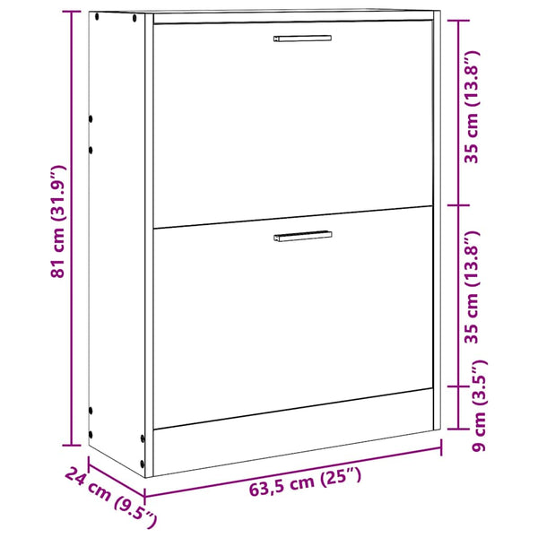 White Wooden Shoe Cabinet with 2 Tilt-Out Shoe Drawers