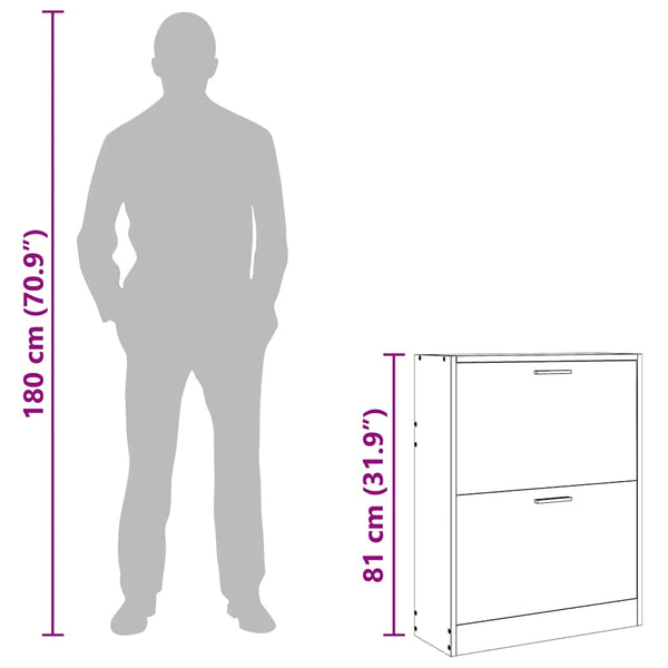 White Wooden Shoe Cabinet with 2 Tilt-Out Shoe Drawers