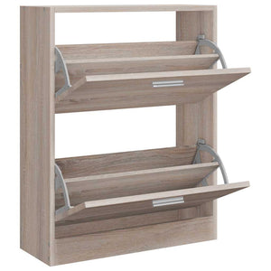 vidaXL Shoe Cabinet Wood in Oak Look with 2 Shoe Tippers