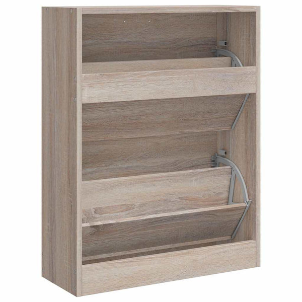 vidaXL Shoe Cabinet Wood in Oak Look with 2 Shoe Tippers