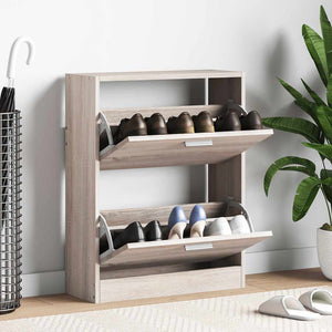 vidaXL Shoe Cabinet Wood in Oak Look with 2 Shoe Tippers