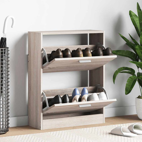 vidaXL Shoe Cabinet Wood in Oak Look with 2 Shoe Tippers