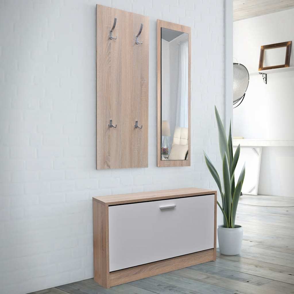 Hallway Wardrobe 3-in-1 Shoe Cabinet Shoe Tipping Cabinet Mirror