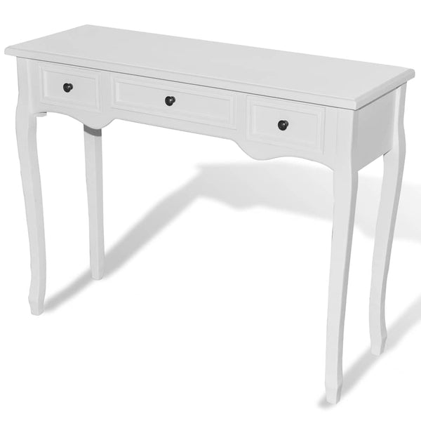 vidaXL Dressing Table Console Table with Three Drawers White