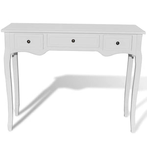 vidaXL Dressing Table Console Table with Three Drawers White