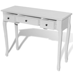 vidaXL Dressing Table Console Table with Three Drawers White