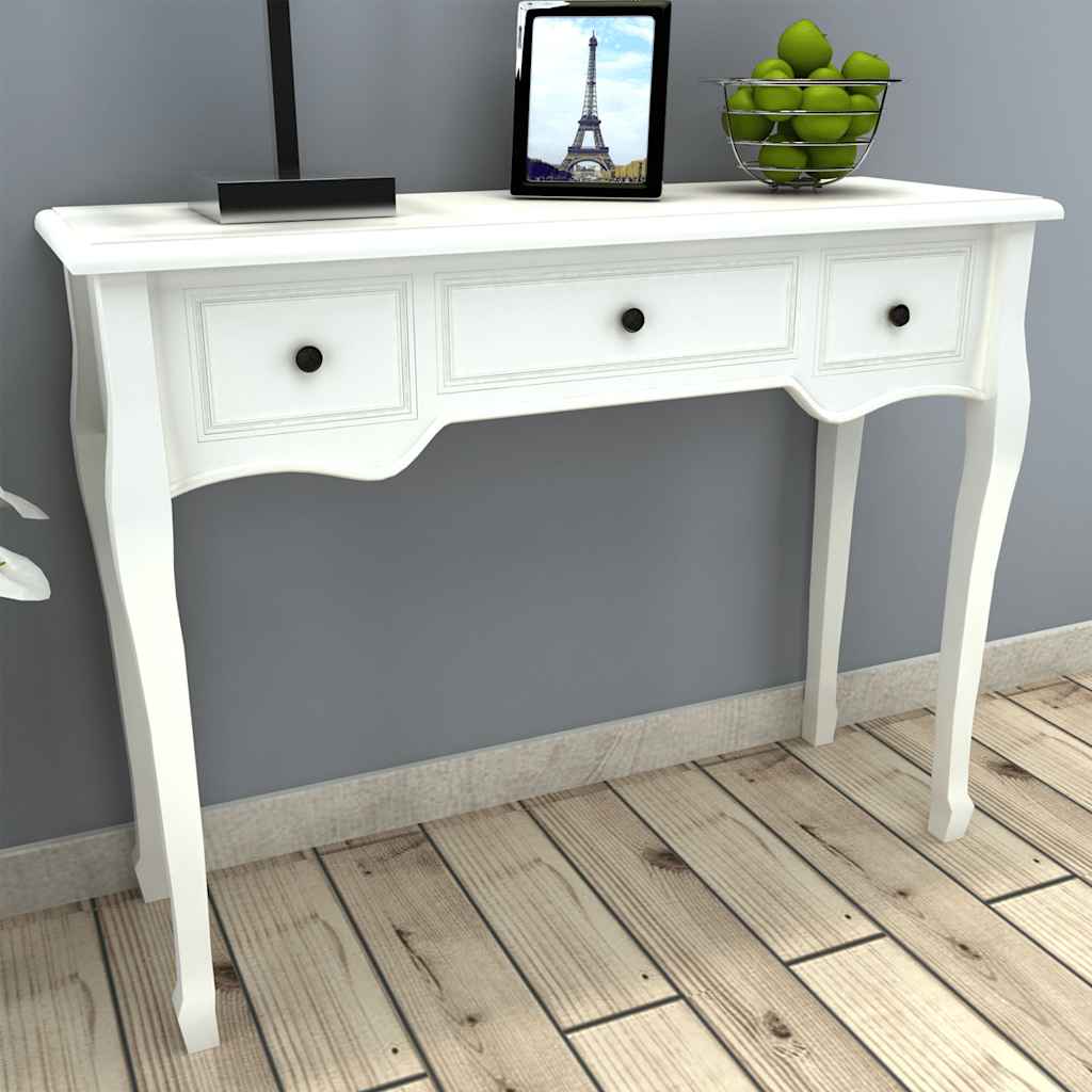 vidaXL Dressing Table Console Table with Three Drawers White