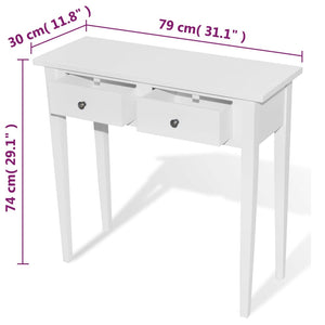 vidaXL Dressing Table Console Table with two Drawers White