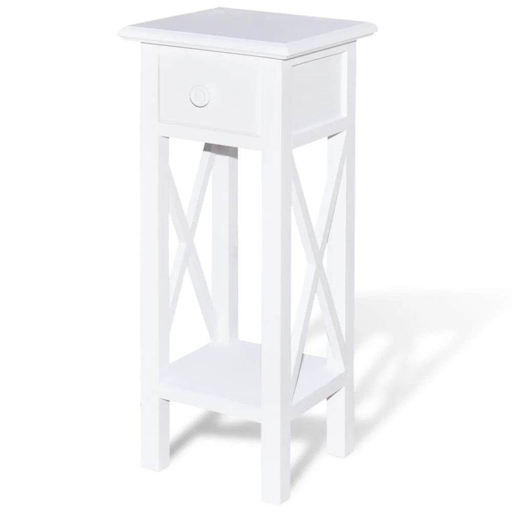 vidaXL End Table with Drawer White