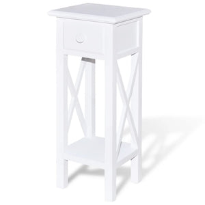 vidaXL End Table with Drawer White
