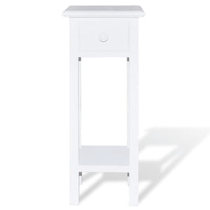 vidaXL End Table with Drawer White