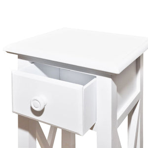 vidaXL End Table with Drawer White
