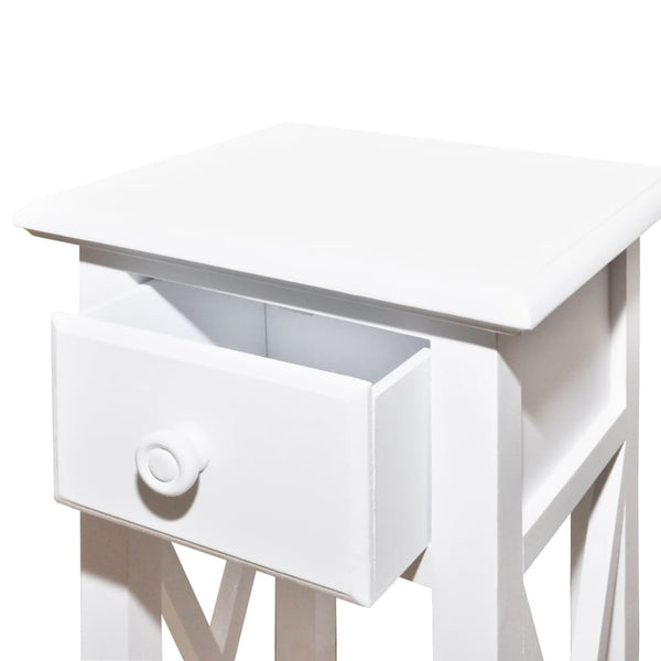 vidaXL End Table with Drawer White