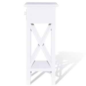 vidaXL End Table with Drawer White