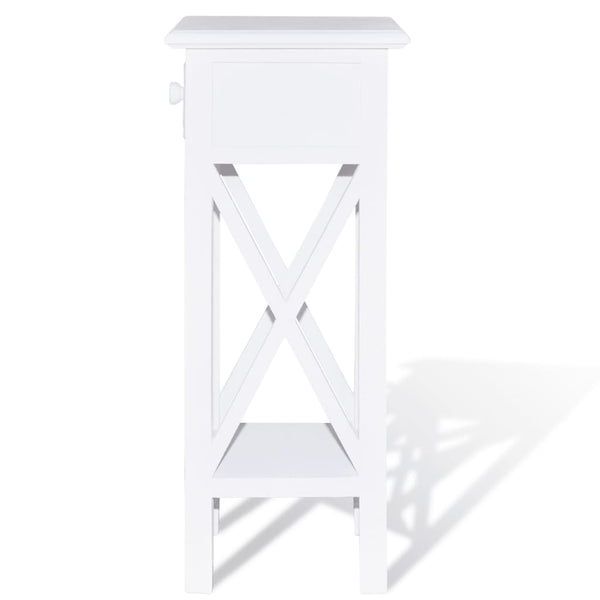 vidaXL End Table with Drawer White