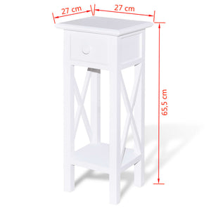 vidaXL End Table with Drawer White