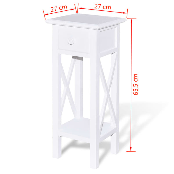 vidaXL End Table with Drawer White