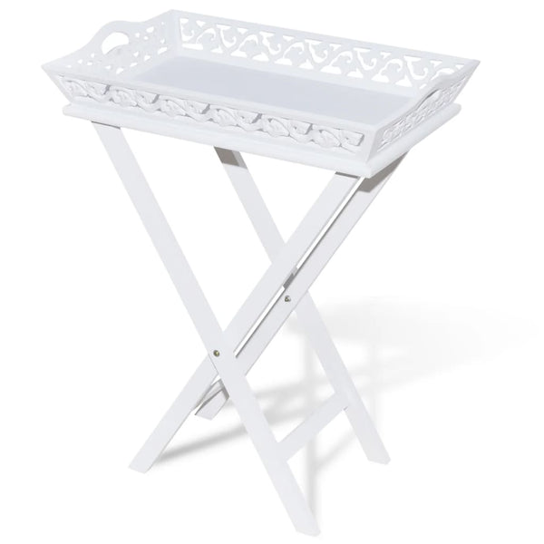 vidaXL Serving/Side Table with Tray White