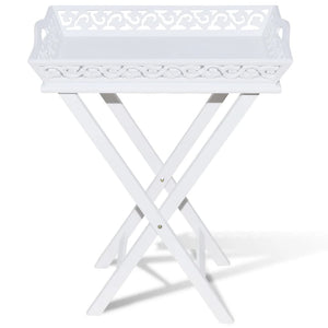 vidaXL Serving/Side Table with Tray White