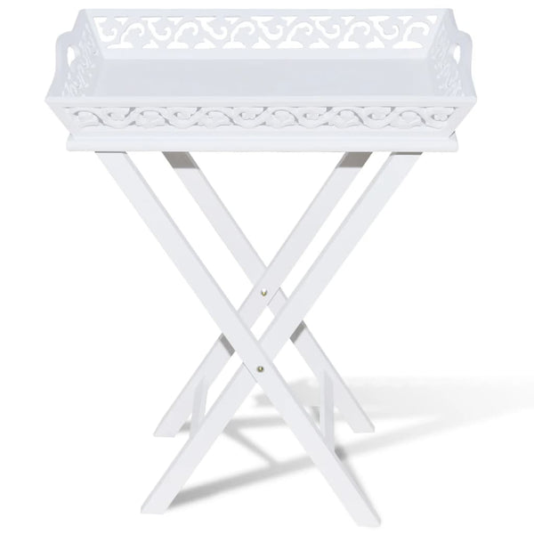 vidaXL Serving/Side Table with Tray White