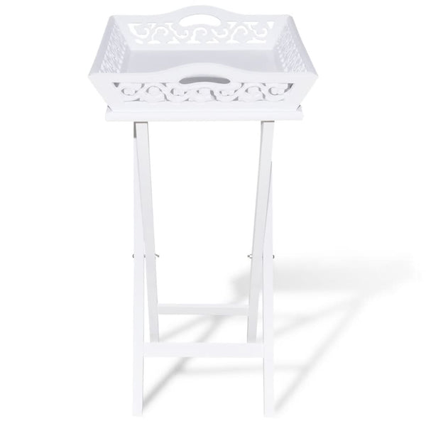 vidaXL Serving/Side Table with Tray White