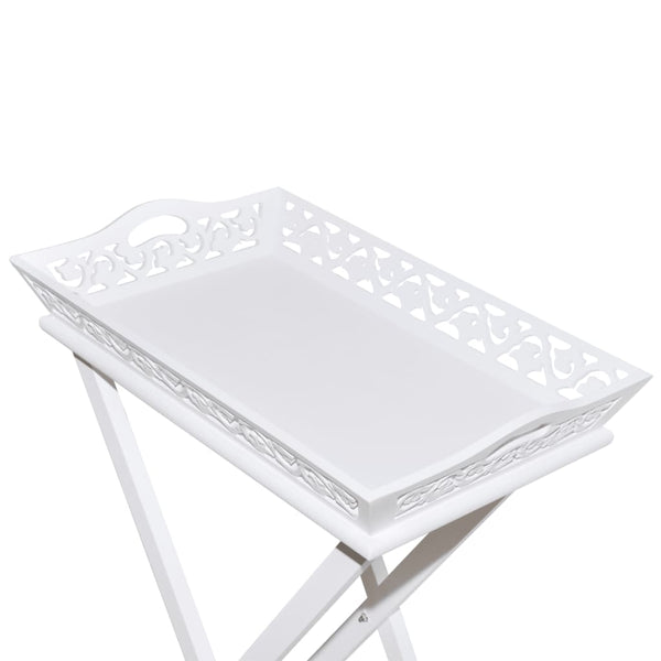 vidaXL Serving/Side Table with Tray White