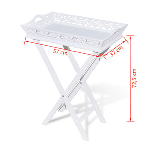 vidaXL Serving/Side Table with Tray White