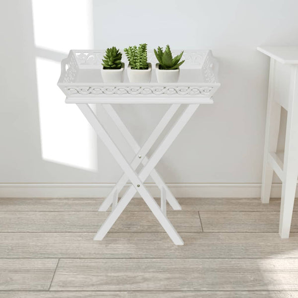 vidaXL Serving/Side Table with Tray White