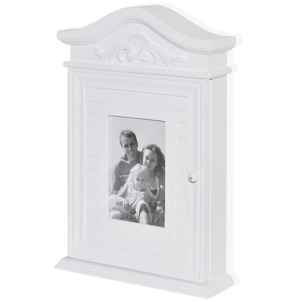 vidaXL Key Box with Photo Frame White