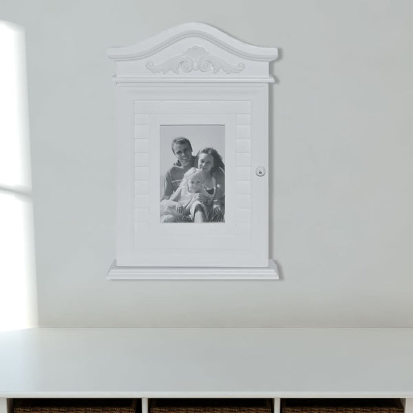 vidaXL Key Box with Photo Frame White