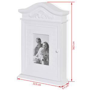vidaXL Key Box with Photo Frame White