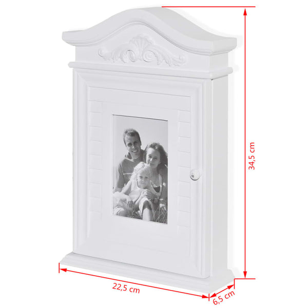 vidaXL Key Box with Photo Frame White