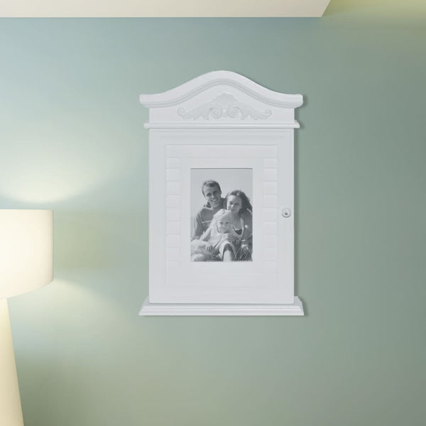 vidaXL Key Box with Photo Frame White