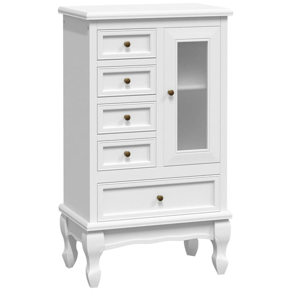 vidaXL Cabinet with 5 Drawers 2 Compartments White