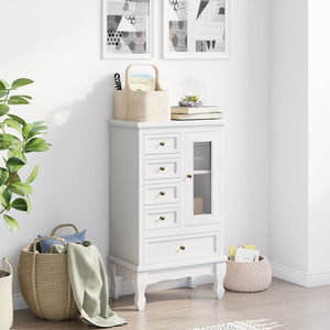 vidaXL Cabinet with 5 Drawers 2 Compartments White