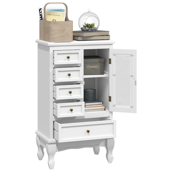 vidaXL Cabinet with 5 Drawers 2 Compartments White