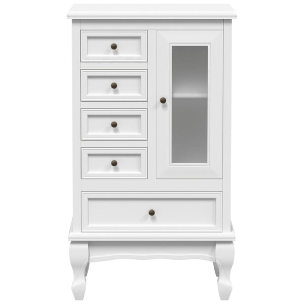 vidaXL Cabinet with 5 Drawers 2 Compartments White