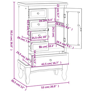 vidaXL Cabinet with 5 Drawers 2 Compartments White